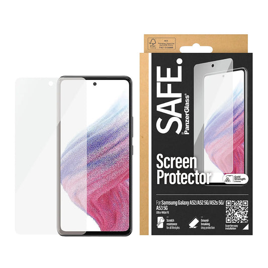 Skyddsfilm PanzerGlass Safe för skärm. Ultra-Wide Fit för Samsung Galaxy A53 5G A536 / A52s 5G A528 / A52 5G A526, Härdat glas, Fullständig limning