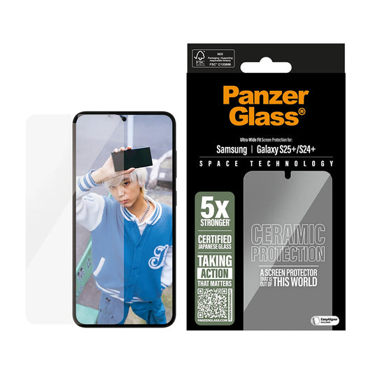 Skyddsfilm PanzerGlass Ultra-Wide Ceramic EasyAligner för Samsung Galaxy S25+ S936 / S24+ S926, Härdat Glas, Full Lim