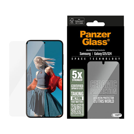 Skyddsfilm PanzerGlass Ultra-Wide Ceramic EasyAligner för Samsung Galaxy S25 S931 / S24 S921, Härdat Glas, Full Lim