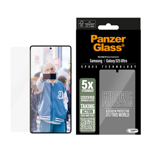 Skyddsfilm PanzerGlass Ultra-Wide Ceramic EasyAligner för Samsung Galaxy S25 Ultra S938, Härdat Glas, Full Lim