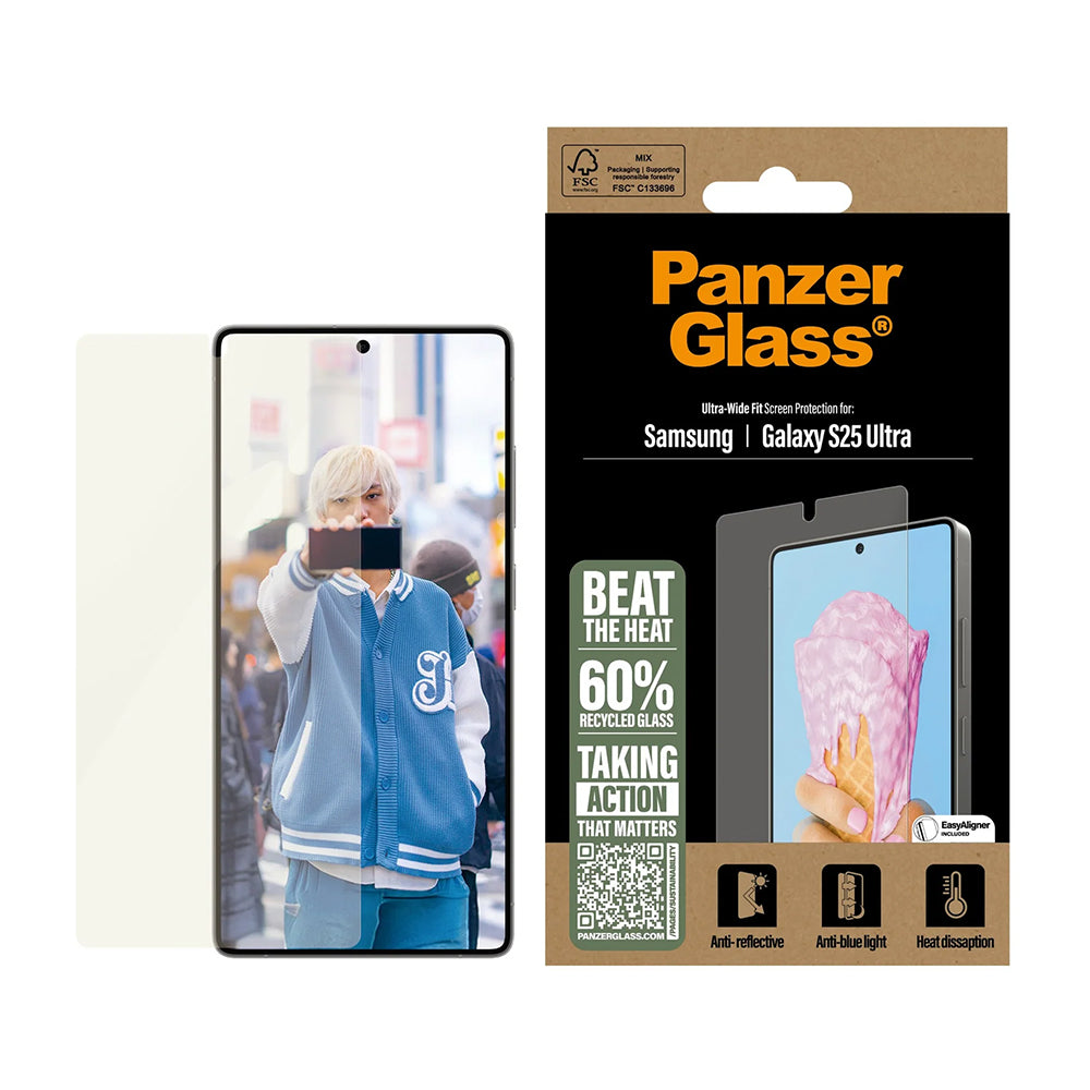 Skyddsfilm för skärm PanzerGlass Ultra-Wide Fit All-in-One för Samsung Galaxy S25 Ultra S938, Härdat Glas, Full Lim