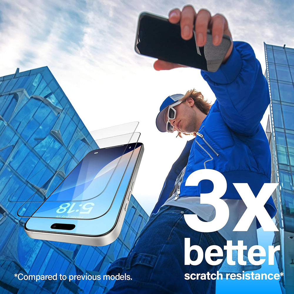 Skyddsfilm PanzerGlass Ultra-Wide Fit EasyAligner för Apple iPhone 17 / 16 Pro, Härdat Glas, Full Lim, Svart