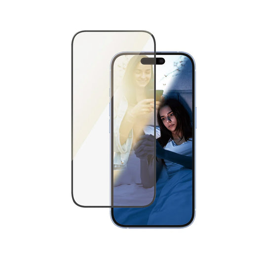 Skyddsfilm PanzerGlass Ultra-Wide Fit EyeCare för Apple iPhone 16 / 15, Härdat Glas, Full Lim, Svart