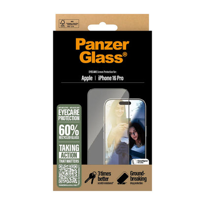 PanzerGlass Ultra-Wide Fit EyeCare Screen Protector for Apple iPhone 16 Pro, Tempered Glass, Full Glue, Black