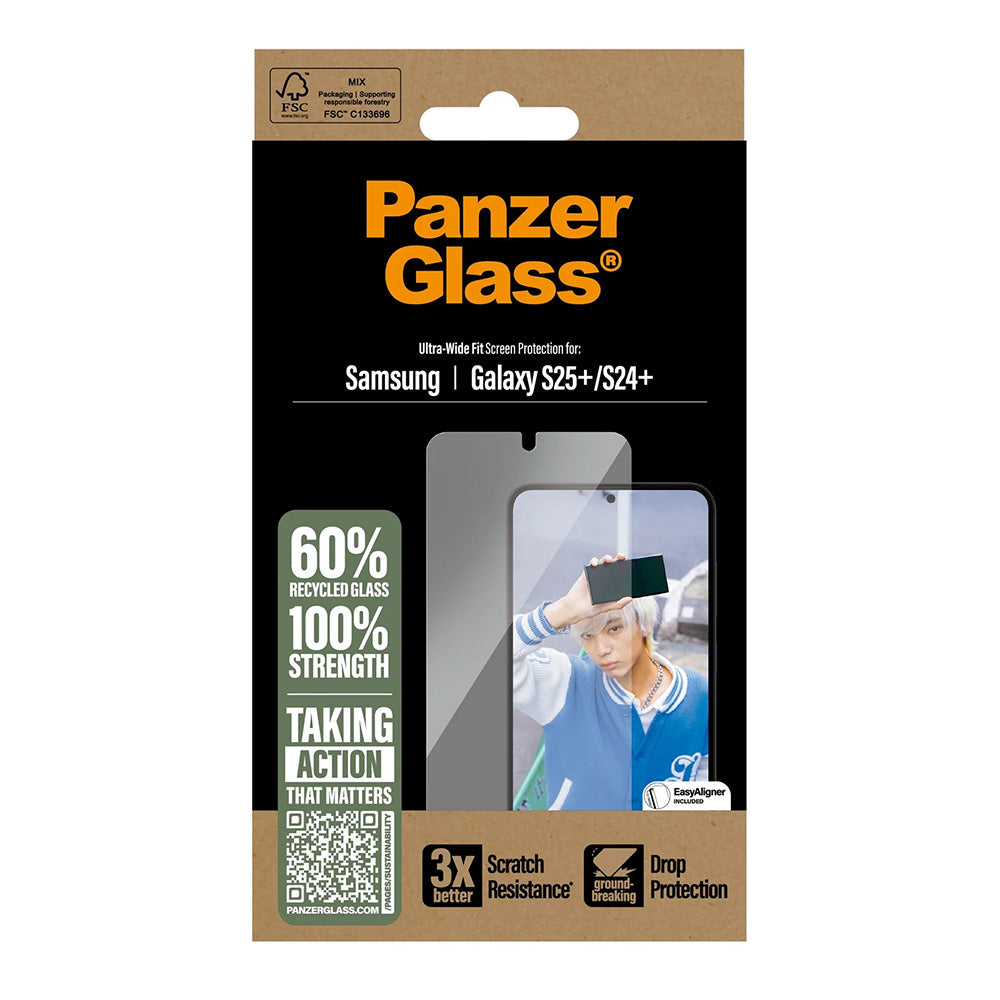 PanzerGlass Ultra-Wide Fit Screen Protector for Samsung Galaxy S25+ S936 / S24+ S926, Tempered Glass, Full Glue