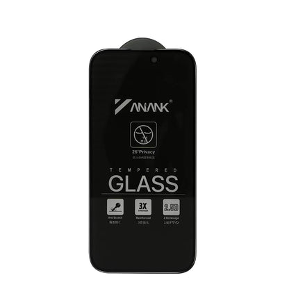 Anank 3X Förstärkt Privacy Skärmskydd för Apple iPhone 15, Härdat Glas, Fullt Lim, 2.5D