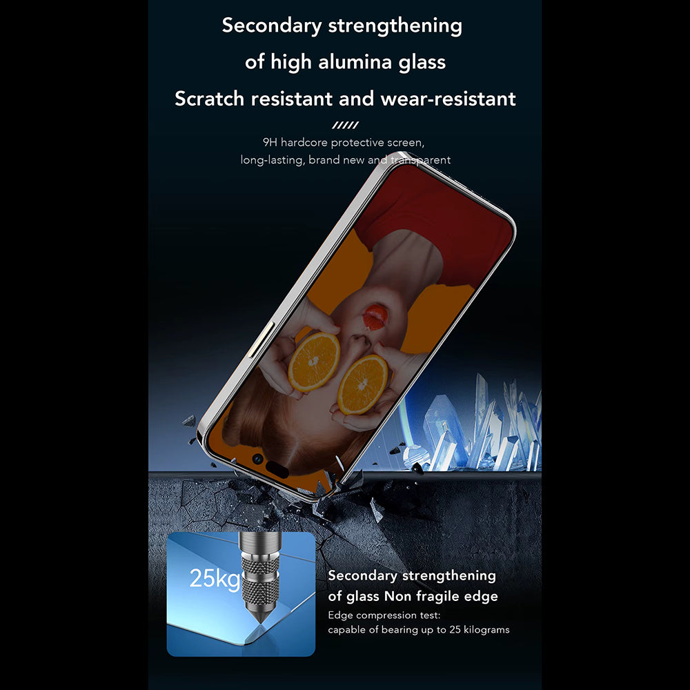 Anank 3X Förstärkt Privacy Skärmskydd för Apple iPhone 16 Pro Max, Härdat Glas, Fullt Lim, 2.5D