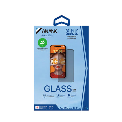 Anank 3X Förstärkt Privacy Skärmskydd för Apple iPhone 16 Pro Max, Härdat Glas, Fullt Lim, 2.5D