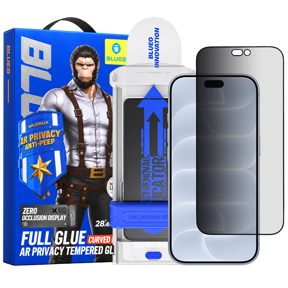 Blueo Privacy-skärmskydd Anti Peep AR Applicator Pro för Apple iPhone 18 Pro, härdat glas, helhäftande, 3D