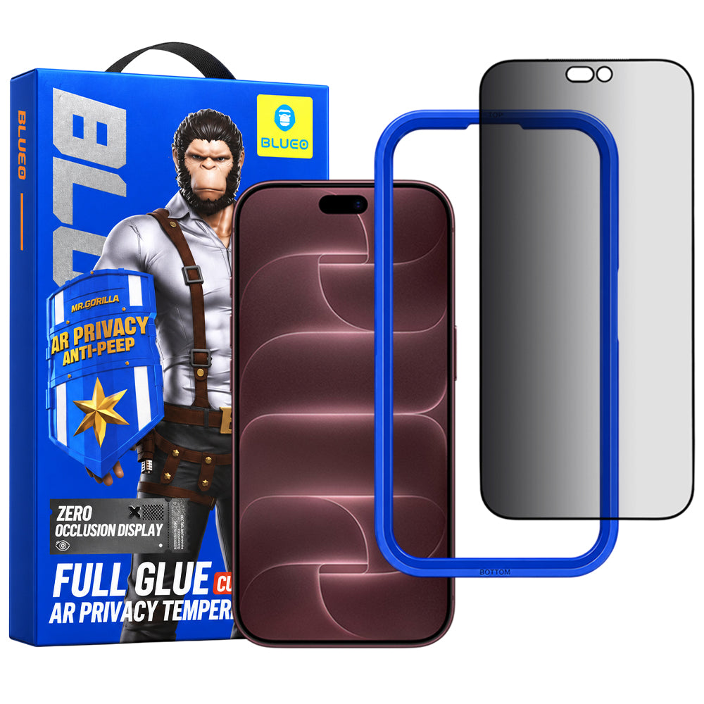 Blueo Anti Peep AR integritetsskyddande skärmskydd för Apple iPhone 18 Pro Max, härdat glas, helhäftande, 3D
