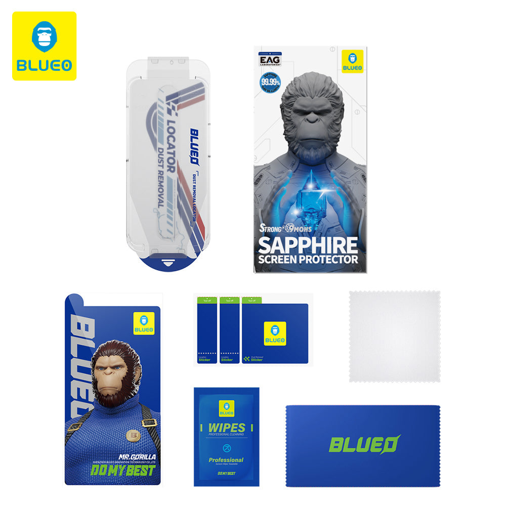 Skyddsfilm Privacy Blueo Sapphire Applicator Pro för Apple iPhone 17 Pro / 17 / 16 Pro, Härdat Glas, Full Lim