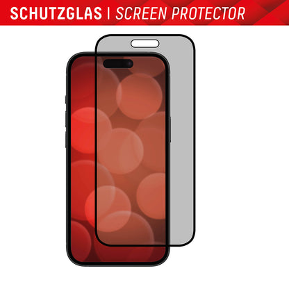 Privacy-skärmskydd Displex Real Glass för Apple iPhone 16 Plus, Härdat glas, Fullt lim