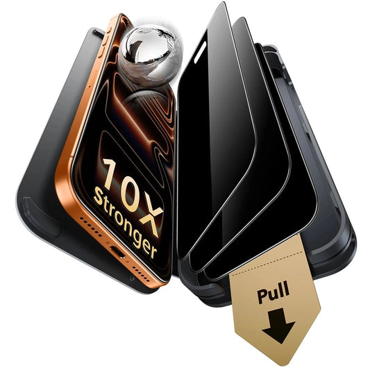 Skärmskydd Privacy ESR Armorite Pro UltraFit för Apple iPhone 18 Pro, Härdat glas, Full lim, Set med 3 stycken