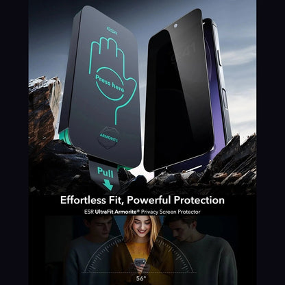Skärmskydd Privacy ESR Armorite UltraFit för Apple iPhone 17 Pro Max, Härdat Glas, Full Lim, Set om 3 stycken