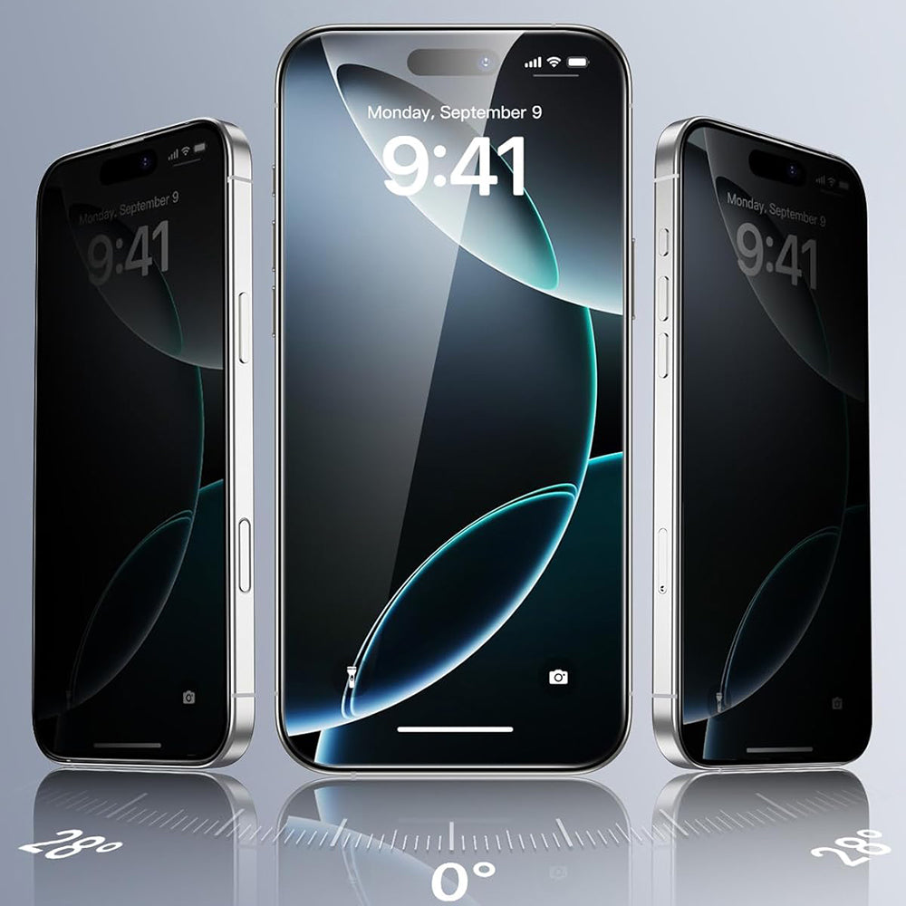 Skärmskydd Privacy ESR för Apple iPhone 17 / 16 Pro, Härdat Glas, Full Lim, Set om 3 stycken