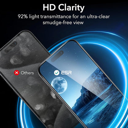 Skärmskydd Privacy ESR för Apple iPhone 17 / 16 Pro, Härdat Glas, Full Lim, Set om 3 stycken