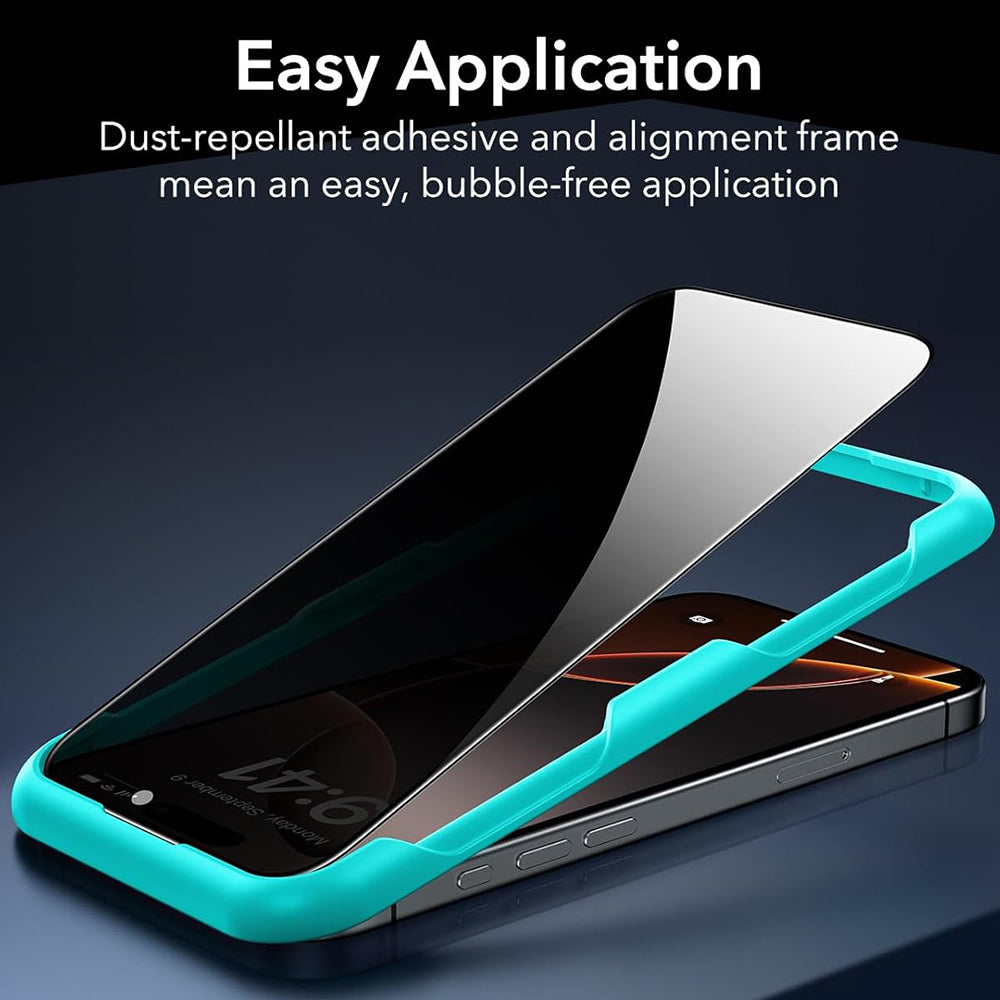 Skärmskydd Privacy ESR för Apple iPhone 17 / 16 Pro, Härdat Glas, Full Lim, Set om 3 stycken