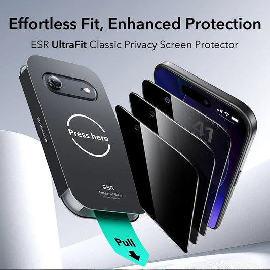 Skärmskydd Privacy ESR UltraFit för Apple iPhone 17 Air, Härdat Glas, Full Lim, Set om 3 stycken