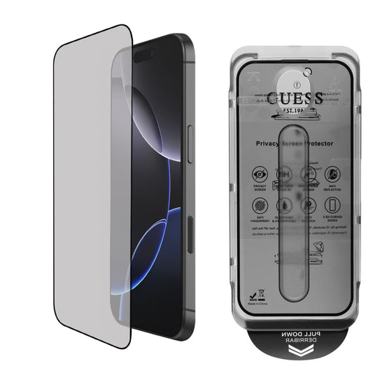 Skyddsfilm Privacy Guess för Apple iPhone 16, Härdat Glas, Full Lim, 2.5D, GUTGP16SBOKGCIP