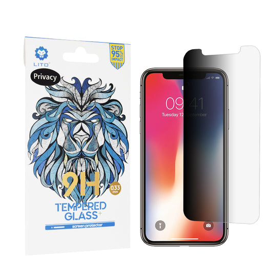 Privacy-skärmskydd Lito Classic för Apple iPhone 11 Pro / XS / X, Härdat glas, Full lim, 2.5D