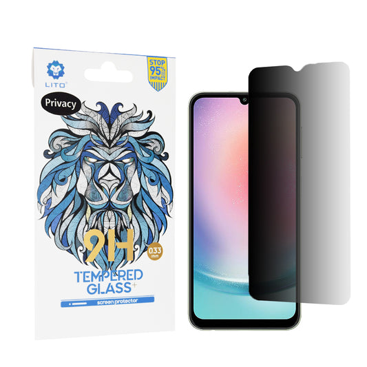 Privacy-skärmskydd Lito Classic för Samsung Galaxy A24 4G A245, Härdat glas, Full lim, 2.5D