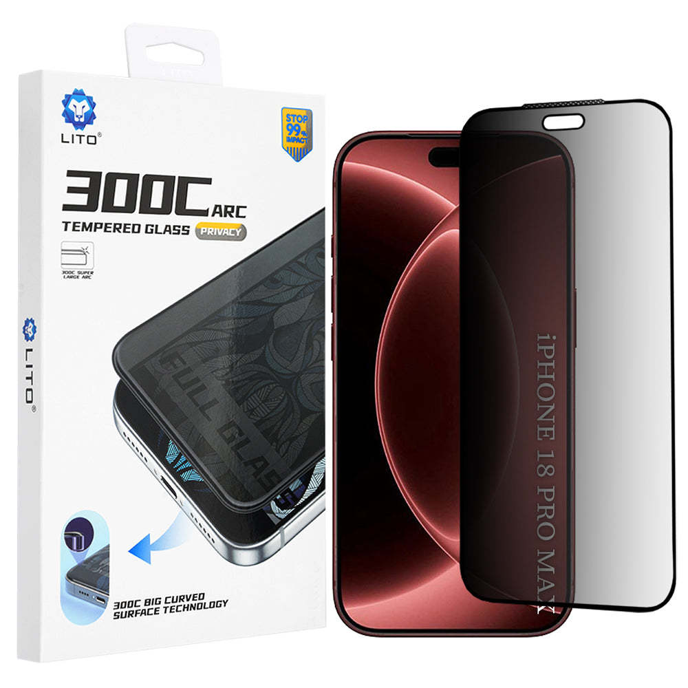 Integritetsskärmskydd Lito D+ Max 300C för Apple iPhone 18 Pro Max, Härdat glas, Fullt lim