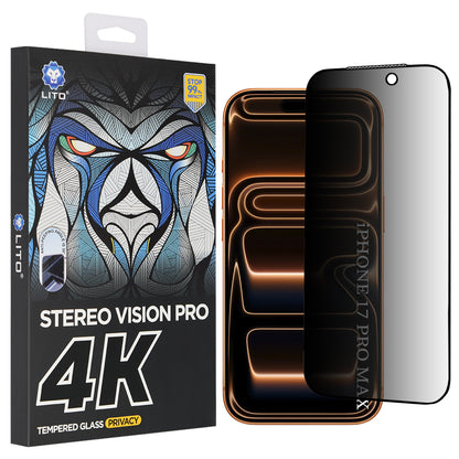 Skyddsfilm Privacy Lito D+ Max 4K för Apple iPhone 17 Pro Max, Härdat Glas, Full Glue
