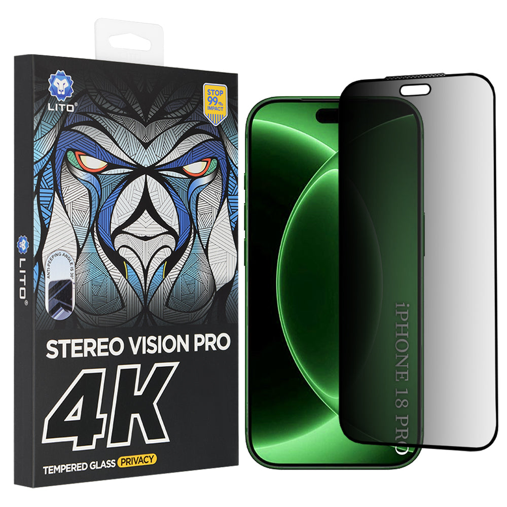 Privacy-skärmskydd Lito D+ Max 4K för Apple iPhone 18 Pro, härdat glas, full limning