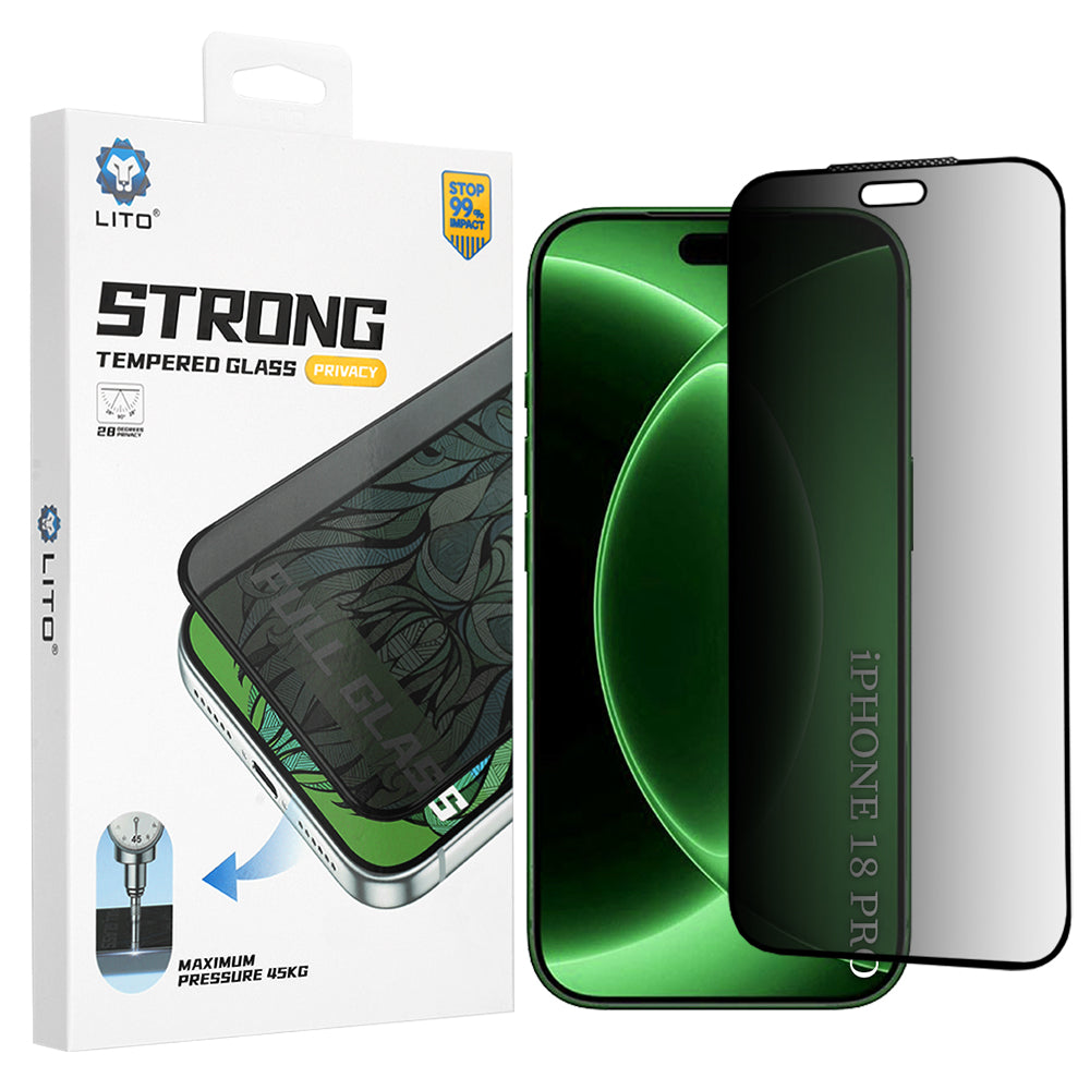 Privacy-skärmskydd Lito D+ Max Strong för Apple iPhone 18 Pro, härdat glas, full limning