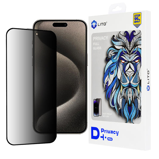 Integritetsskärmskydd Lito D+ Pro för Apple iPhone 15 Pro Max, Härdat glas, Full lim
