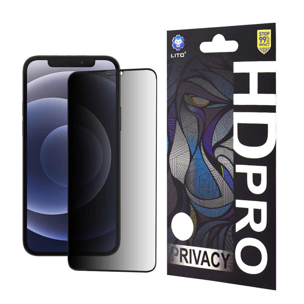 Integritetsskärmskydd Lito HD Pro för Apple iPhone 12 / 12 Pro, Härdat glas, Fullt lim