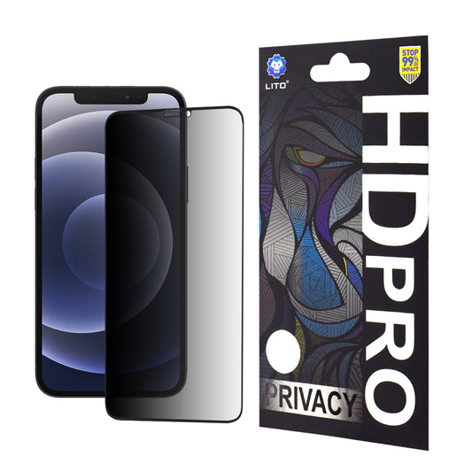 Integritetsskärmskydd Lito HD Pro för Apple iPhone 12 / 12 Pro, Härdat glas, Fullt lim