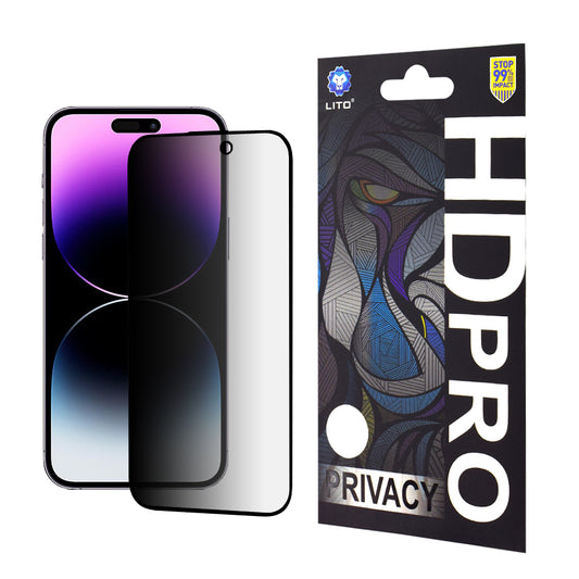 Integritetsskärmskydd Lito HD Pro för Apple iPhone 14 Pro Max, Härdat glas, Fullt lim