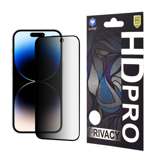 Integritetsskärmskydd Lito HD Pro för Apple iPhone 14 Pro, Härdat glas, Fullt lim