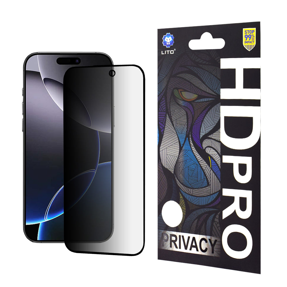 Privacy-skärmskydd Lito HD Pro för Apple iPhone 16 Pro Max, Härdat glas, Full limning