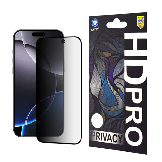 Privacy-skärmskydd Lito HD Pro för Apple iPhone 16 Pro Max, Härdat glas, Full limning