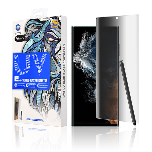 Lito Privacy Skärmskydd för Samsung Galaxy S22 Ultra 5G S908, Härdat Glas, UV-lim, 3D