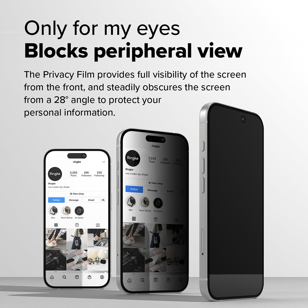 Skärmskydd Privacy Ringke Easy Slide för Apple iPhone 16 Plus / 15 Plus, Härdat Glas, Full Lim, Set med 2 stycken