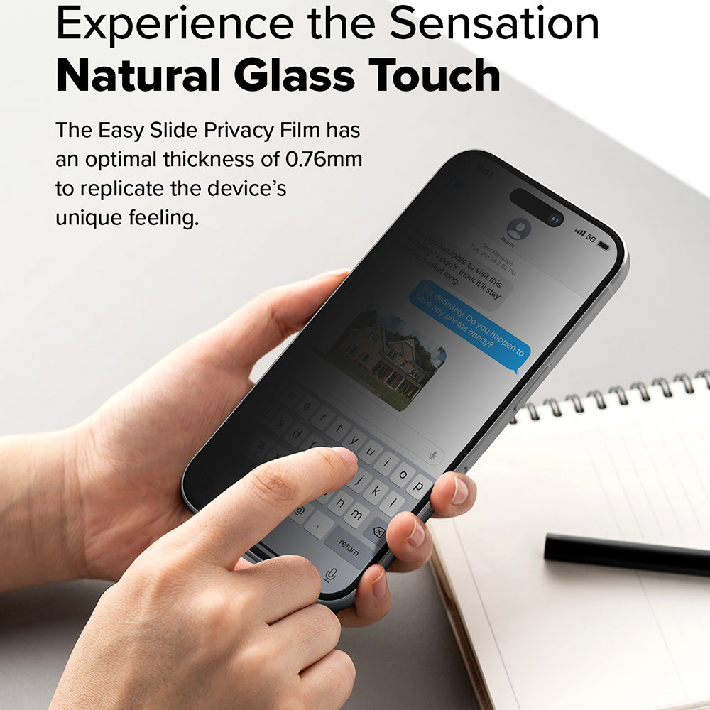 Skärmskydd Privacy Ringke Easy Slide för Apple iPhone 16 Plus / 15 Plus, Härdat Glas, Full Lim, Set med 2 stycken