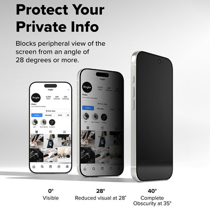 Privacy-skärmskydd Ringke Easy Slide för Apple iPhone 17 Pro Max, Härdat glas, Full lim, Set med 2 stycken
