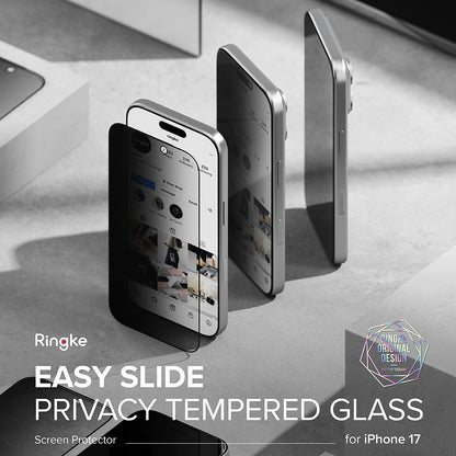 Privacy-skärmskydd Ringke Easy Slide för Apple iPhone 17 Pro Max, Härdat glas, Full lim, Set med 2 stycken