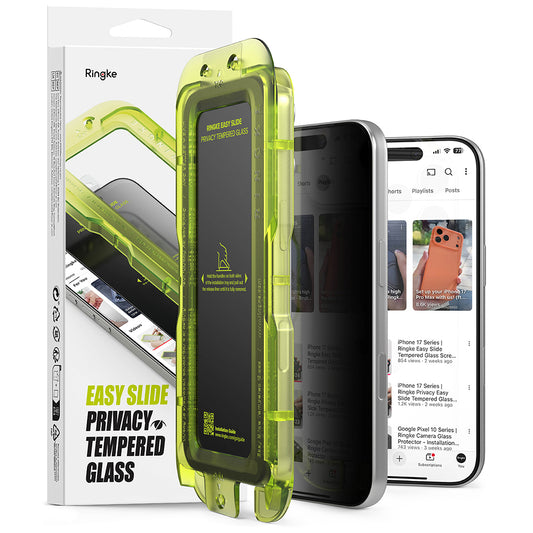 Privacy-skärmskydd Ringke Easy Slide för Apple iPhone 18 Pro, Härdat glas, Full lim, Set med 2 stycken