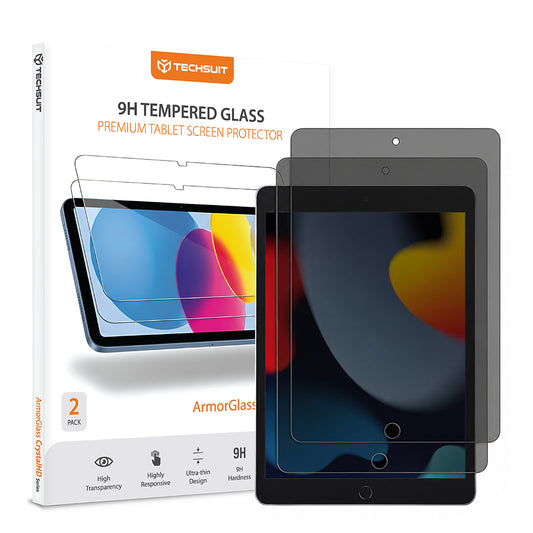 Privacy-skärmskydd Techsuit ArmorGlass CrystalHD för Apple iPad 10.2 (2021), Härdat glas, Full limning, Set med 2 stycken