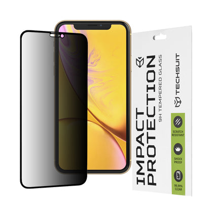 Privacy Techsuit skärmskydd för Apple iPhone 11 / XR, härdat glas, full lim, 111D