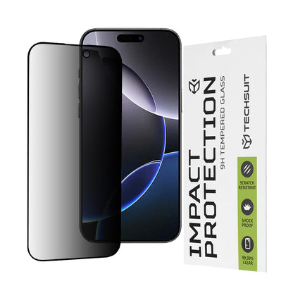 Privacy Techsuit skärmskydd för Apple iPhone 16 Pro Max, härdat glas, full lim, 111D