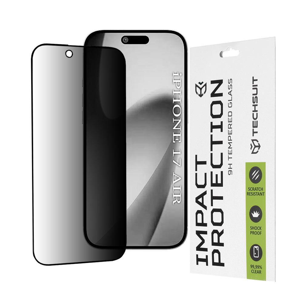 Skärmskydd Privacy Techsuit för Apple iPhone 17 Air, Härdat Glas, Full Glue, 111D