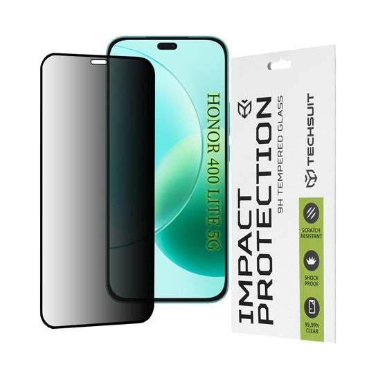 Privacy Techsuit skärmskydd för Honor 400 Lite / X8c / X8b, härdat glas, full limning, 111D