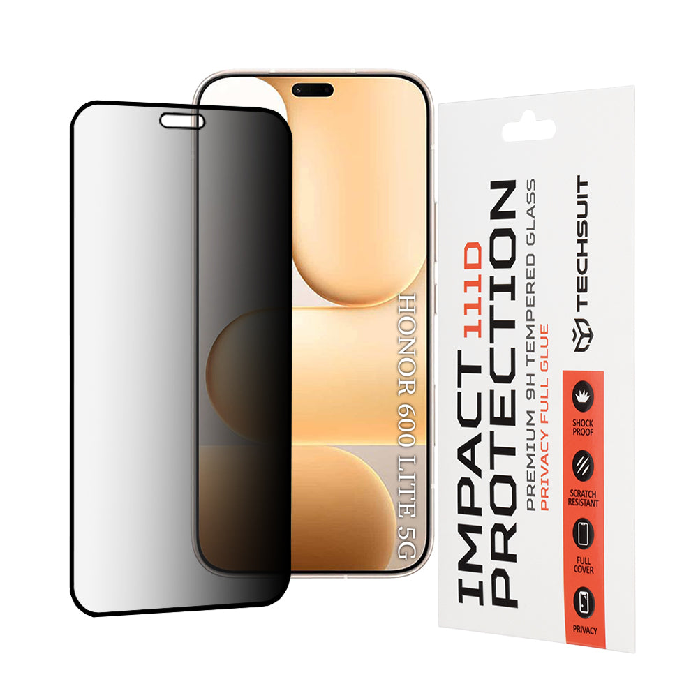 Skyddsfilm för skärm Privacy Techsuit för Honor 600 Lite, Härdat glas, Full lim, 111D