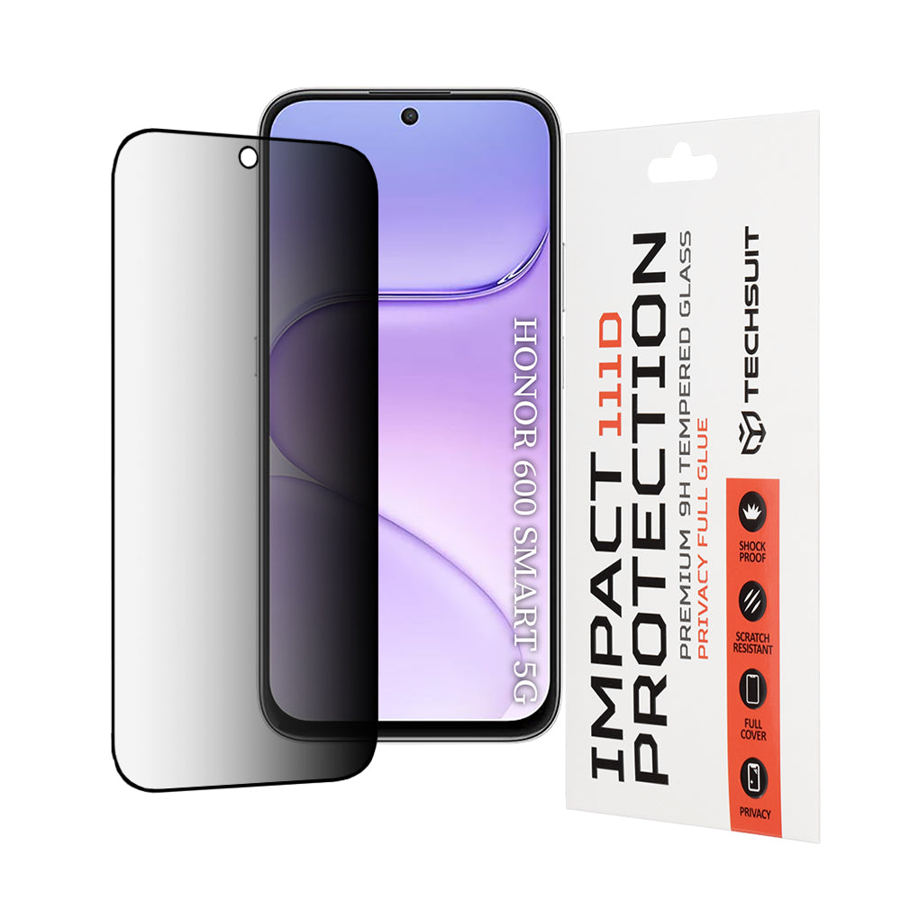 Privacy Techsuit skärmskydd för Honor 600 Smart, härdat glas, full lim, 111D