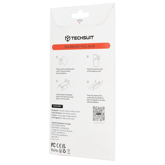 Skärmskydd Privacy Techsuit för Honor Magic8 Lite, Härdat Glas, 111D
